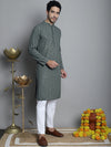 Men's Chikankari Embroidered and Sequence Kurtas-KO-5010Sea-Green