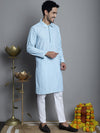 Men's Chikankari Embroidered and Sequence Kurtas-KO-5011Sky