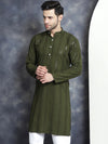 Men's Sequins Chikankari Embroidered Kurtas-KO-5015Mehndi