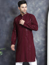 Men's Sequins Chikankari Embroidered Kurtas-KO-5015Purple