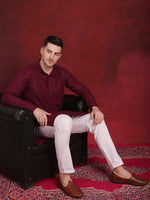 Sequins Chikankari Kurtas for Mens-KO-5018Purple