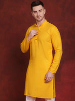 Sequins Chikankari Kurtas for Mens-KO-5018Yellow