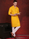 Sequins Chikankari Kurtas for Mens-KO-5018Yellow