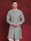 Sequin Chikankari Front Open Kurtas-KO-5029Green