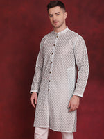 Sequin Chikankari Front Open Kurtas-KO-5029Sky