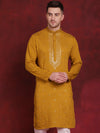 Sequins Embroidered Kurtas for Men-KO-5030Mustard