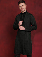 Sequins Embroidered Kurtas for Men-KO-5030Olive