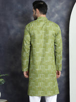 Men's Printed Kurtas-KO-5031Olive