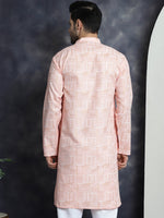 Men's Printed Kurtas-KO-5031Peach