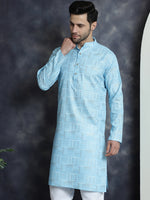 Men's Printed Kurtas-KO-5031Sky