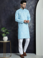 Men's Printed Kurtas-KO-5031Sky