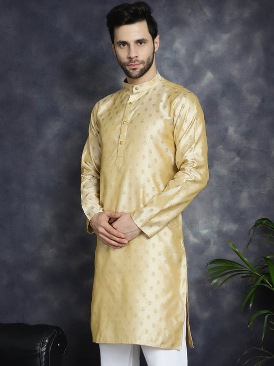 Woven Design Silk Blend Kurtas-KO-5032Golden