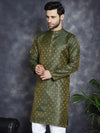 Woven Design Silk Blend Kurtas-KO-5032Olive