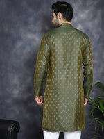 Woven Design Silk Blend Kurtas-KO-5032Olive