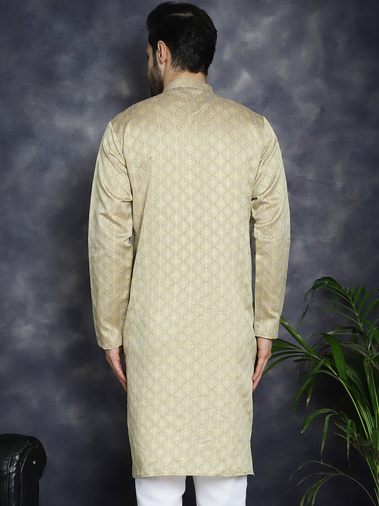 Beige Woven Design Kurtas-KO-5034Beige