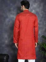 Red Woven Design Kurtas-KO-5034Red