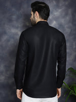 Men's Black Solid Short Kurtas-KO-5037Black