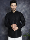 Men's Black Solid Short Kurtas-KO-5037Black