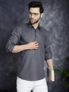 Men's Grey Solid Short Kurtas-KO-5037Grey