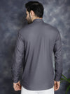 Men's Grey Solid Short Kurtas-KO-5037Grey