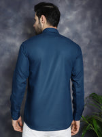 Men's Teal Blue Solid Short Kurtas-KO-5037Teal