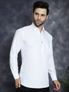 Men's White Solid Short Kurtas-KO-5037White