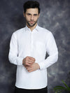 Men's White Solid Short Kurtas-KO-5037White