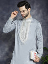 Men's Sequins Embroidered Kurtas-KO-5038Grey