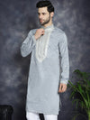 Men's Sequins Embroidered Kurtas-KO-5038Grey