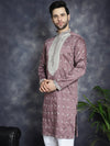 Men's Sequins Embroidered Kurtas-KO-5038Megenta