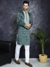 Men's Sequins Embroidered Kurtas-KO-5038Olive