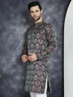 Men Purple Silk Blend Straight Kurtas-KO-5043Purple