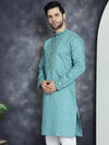 Men's Sequins Embroidered Kurtas-KO-5044Blue