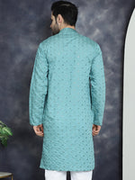 Men's Sequins Embroidered Kurtas-KO-5044Blue