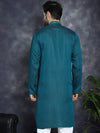 Men's Sequins Embroidered Kurtas-KO-5047Teal