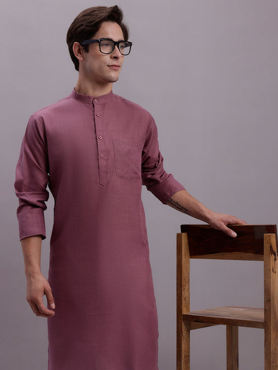 Men's Solid Cotton Kurta-KO-611Magenta