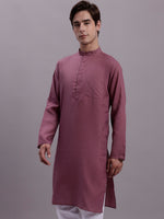 Men's Solid Cotton Kurta-KO-611Magenta