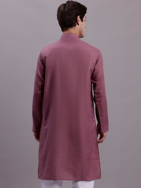 Men's Solid Cotton Kurta-KO-611Magenta