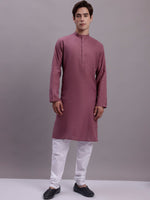 Men's Solid Cotton Kurta-KO-611Magenta