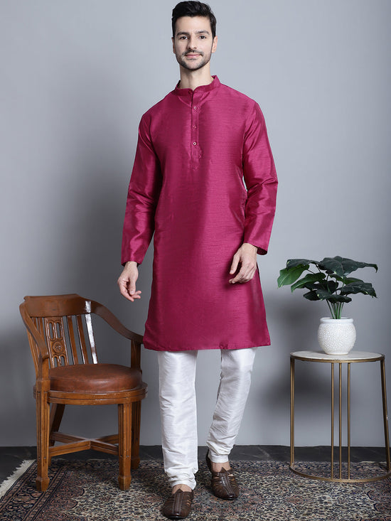 Men Purple Dupion Silk Kurtas-KO-636Purple