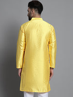 Men's Woven Design Kurtas-KO-637Lemon