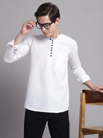 Men Black Solid Straight Short Kurta-KO-639White