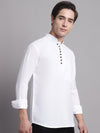 Men Black Solid Straight Short Kurta-KO-639White