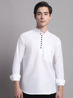 Men Black Solid Straight Short Kurta-KO-639White