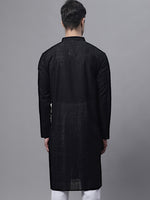 Men's Black Embroiderd Kurtas-KO-640Black