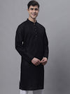 Men's Black Embroiderd Kurtas-KO-640Black