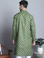 Men's Cotton Floral printed kurtas-KO-650Olive