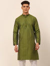 Men Olive Green Embroidered Design Kurtas-KO-666Olive