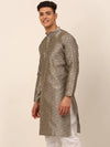 Men Grey Floral Printed Kurtas-KO-669Grey