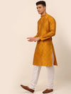 Men Mustard Yellow Floral Printed Kurtas-KO-669Mustard